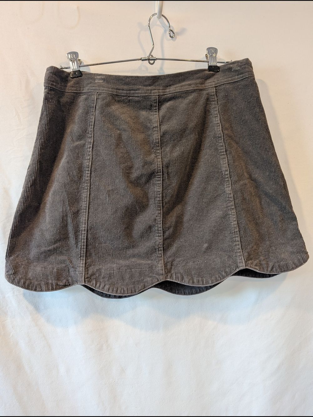 Altar'd State Gray Corduroy Scallop-Hem Mini Skirt cute fall boho texture soft
